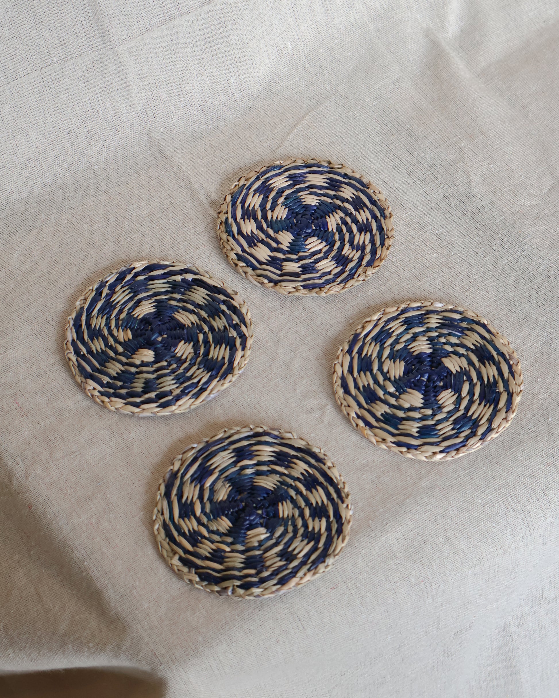 Ceria Haus Deep Blue Whirl Woven Coaster