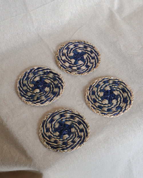 Ceria Haus Deep Blue Whirl Woven Coaster
