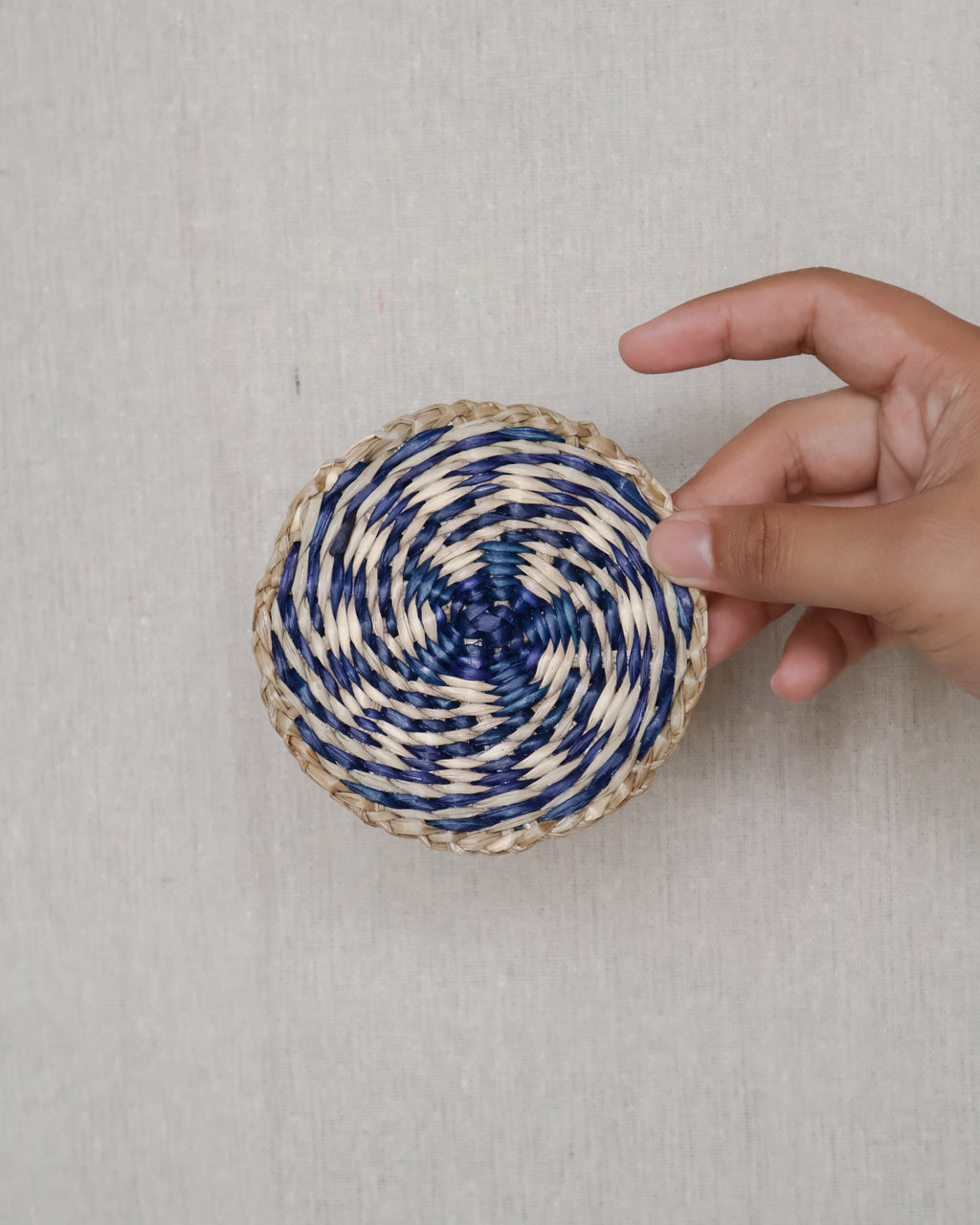 Ceria Haus Deep Blue Whirl Woven Coaster