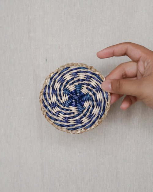 Ceria Haus Deep Blue Whirl Woven Coaster