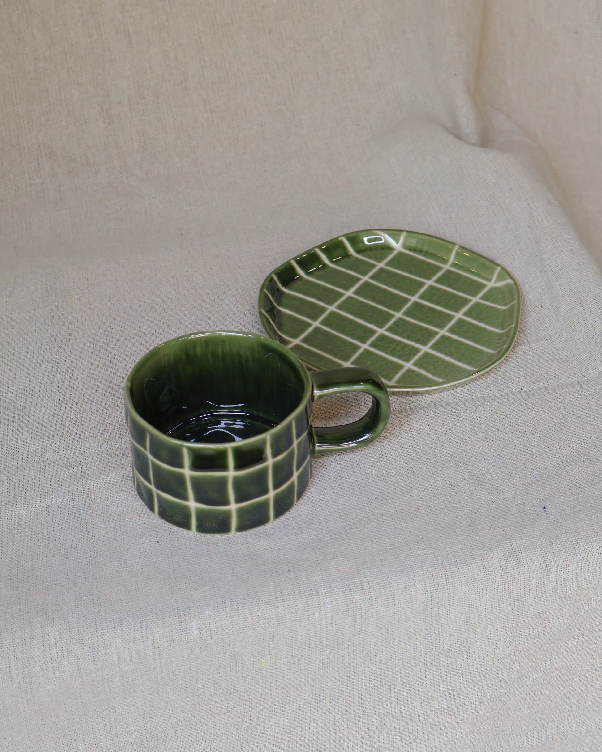 Ceria Haus Matcha Maze Mug & Saucer Set