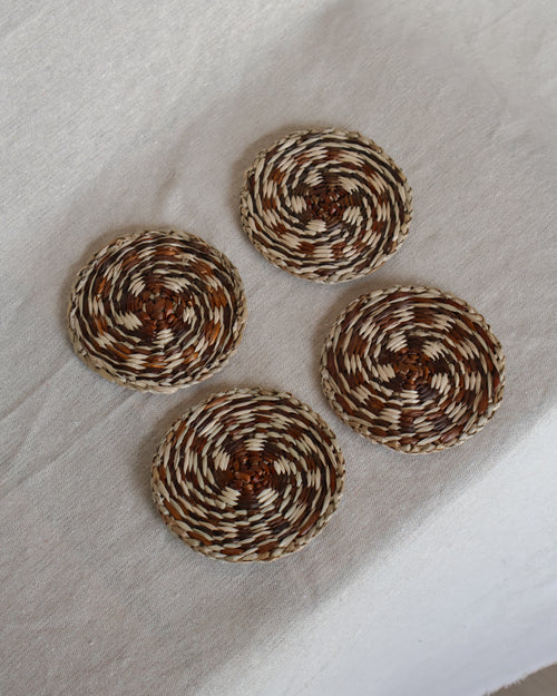 Ceria Haus Rich Brown Whirl Woven Coaster