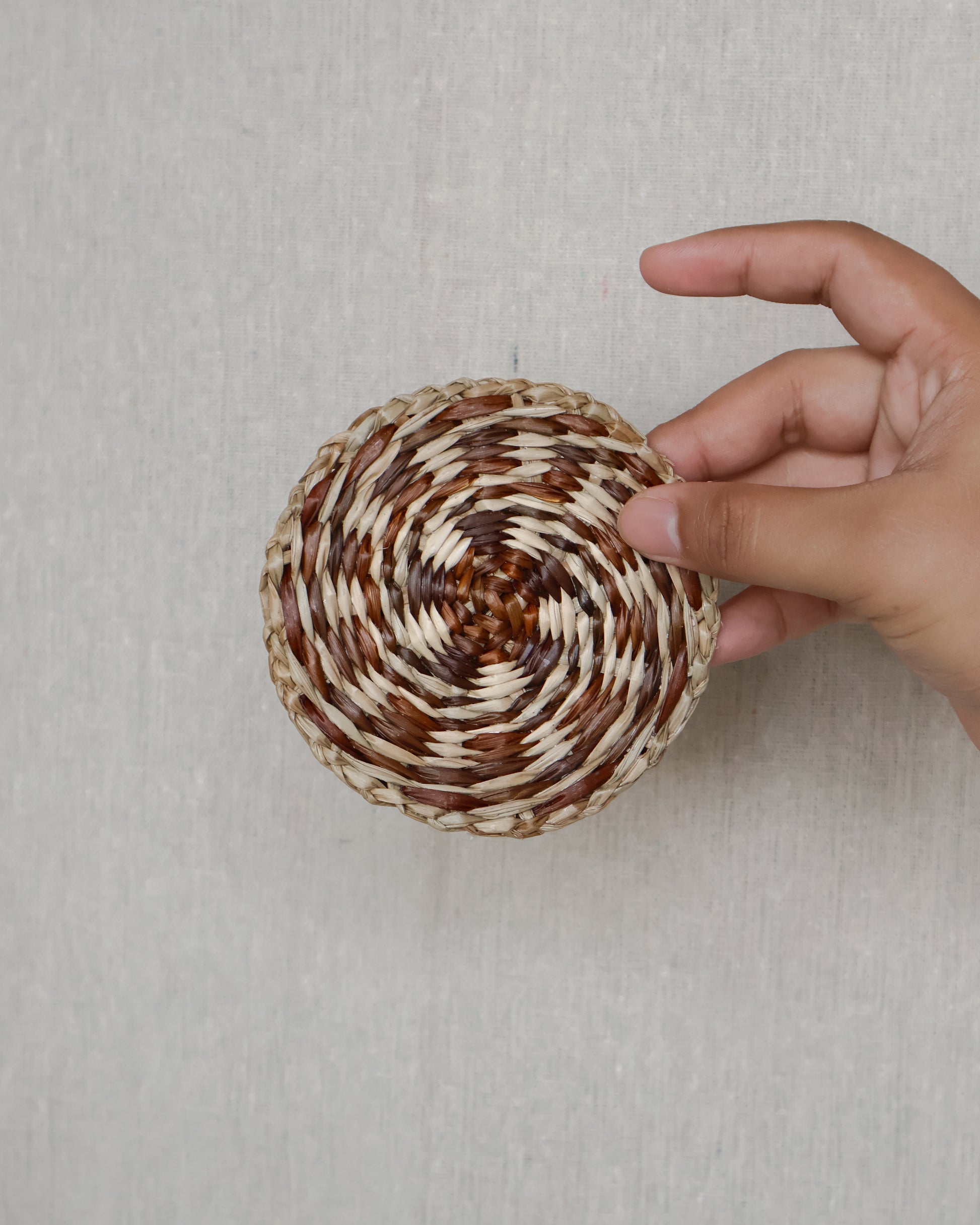 Ceria Haus Rich Brown Whirl Woven Coaster