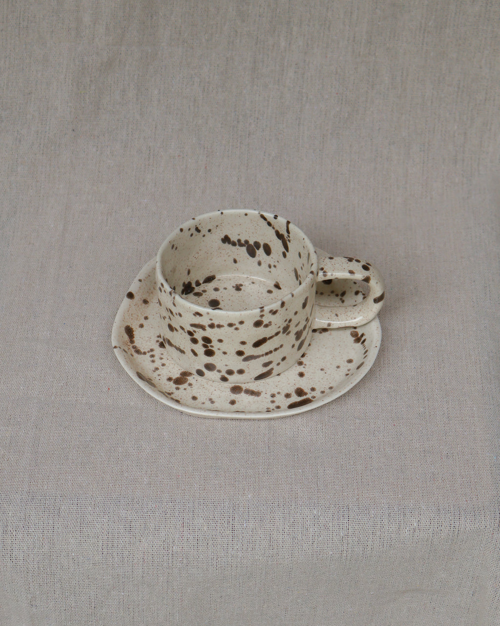 Splatter Series Earth Brown Mug & Saucer Set
